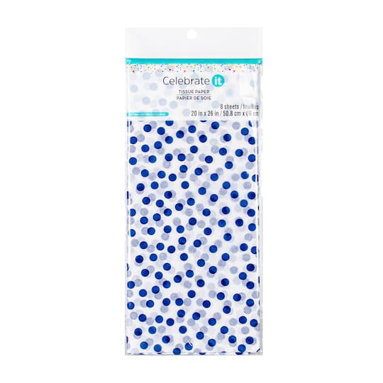 White & Navy Dotted Tissue Paper Sheets by Celebrate It™